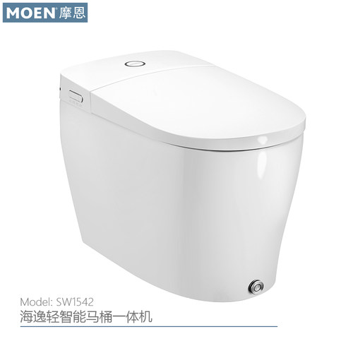 摩恩脚踢翻盖翻圈冲水轻智能马桶