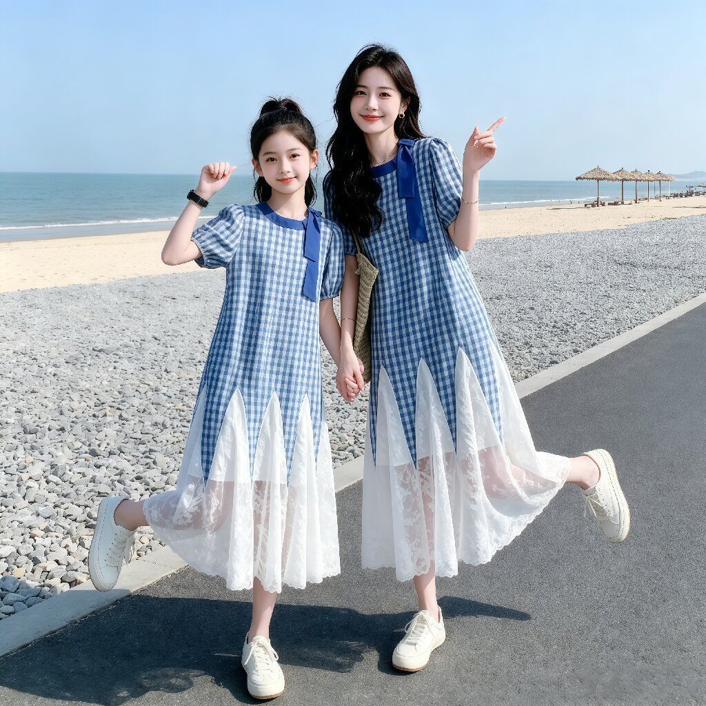 【亲子装】超火蕾丝拼接连衣裙女童2026新款绝美气质慵懒风长裙潮