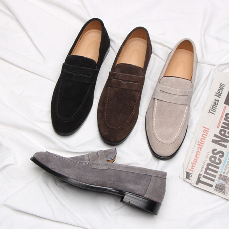 포인티드 가죽구두 가을 트렌디한 남성 슬립온 로퍼 가죽 통기성 좋은 영국 헤어스타일리스트 가죽구두 슬립온 비니슈즈