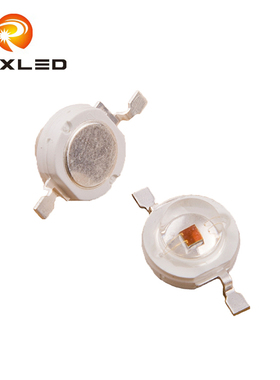 仿流明1-3W 灯珠 晶元大功率 led橙红光 琥珀色 600NM灯泡 橘红色