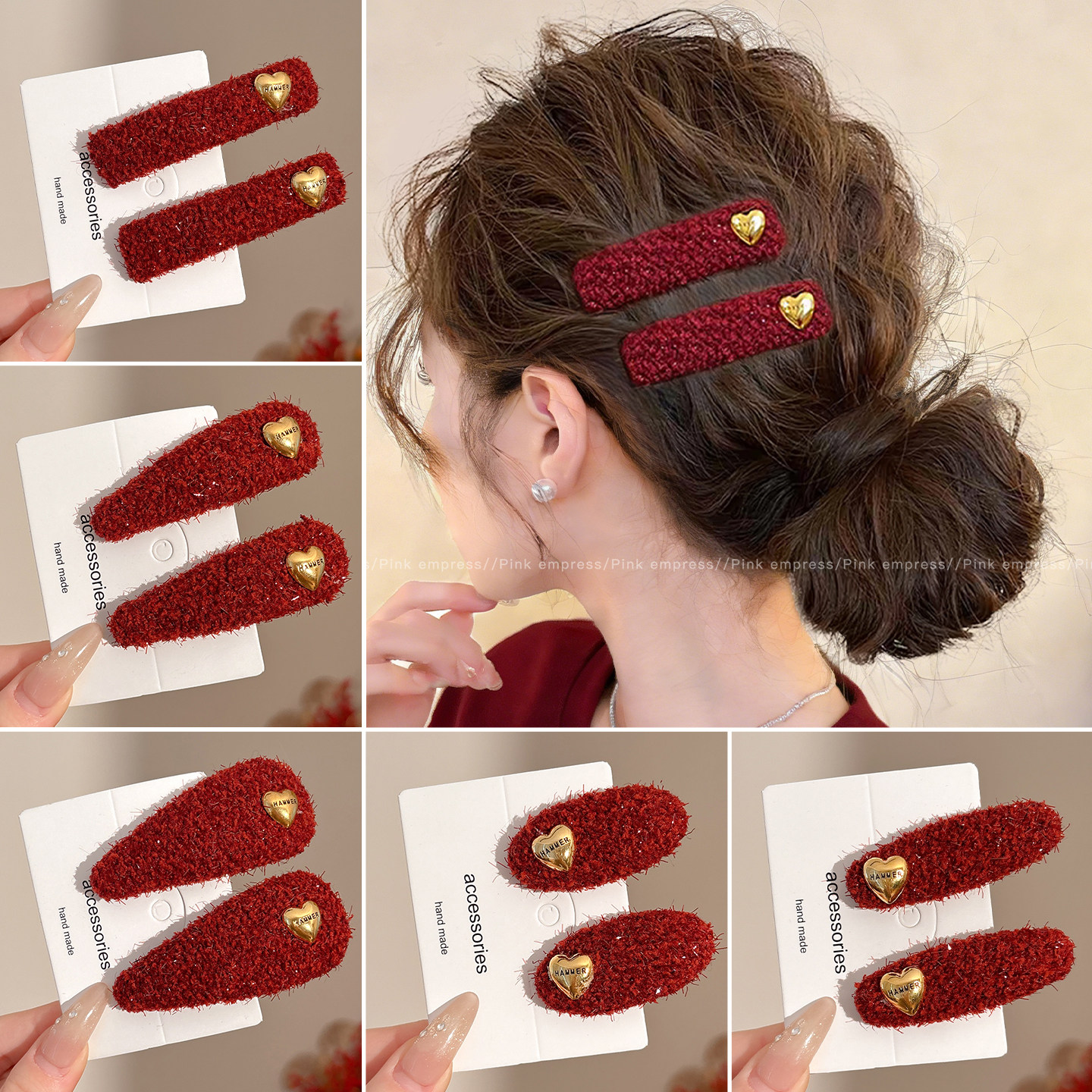 秋冬红色刘海夹侧边发夹女2026新年一字夹头饰高级感毛绒碎发bb夹,饰品/流行首饰/时尚饰品新,发饰,淘宝优惠券,粉丝福利购,淘宝优惠卷