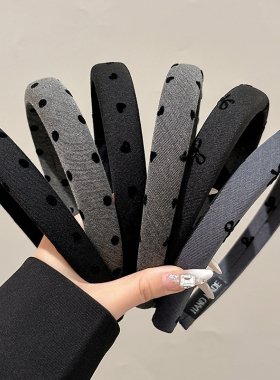 格雷系灰色波点蝴蝶结发箍女2026新款高颅顶压发头箍发捆秋冬发饰