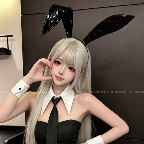 纯欲皮质兔耳发箍女高级感派对