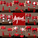 儿童中国风新年红色发夹女童过年喜庆汉服发卡女孩蝴蝶结对夹头饰