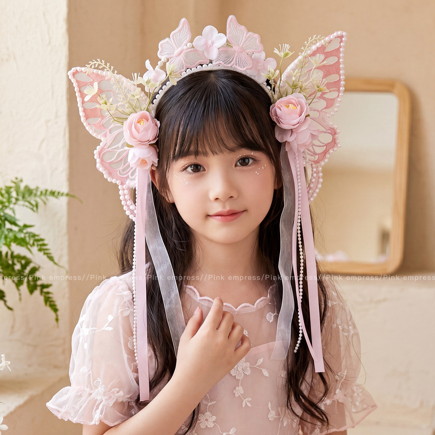 粉色花仙子发箍儿童头饰女童汉服图片