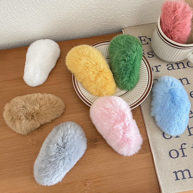 可爱芒狗发卡芒果核发夹女獭兔毛刘海夹网红毛毛bb夹毛绒夹子头饰