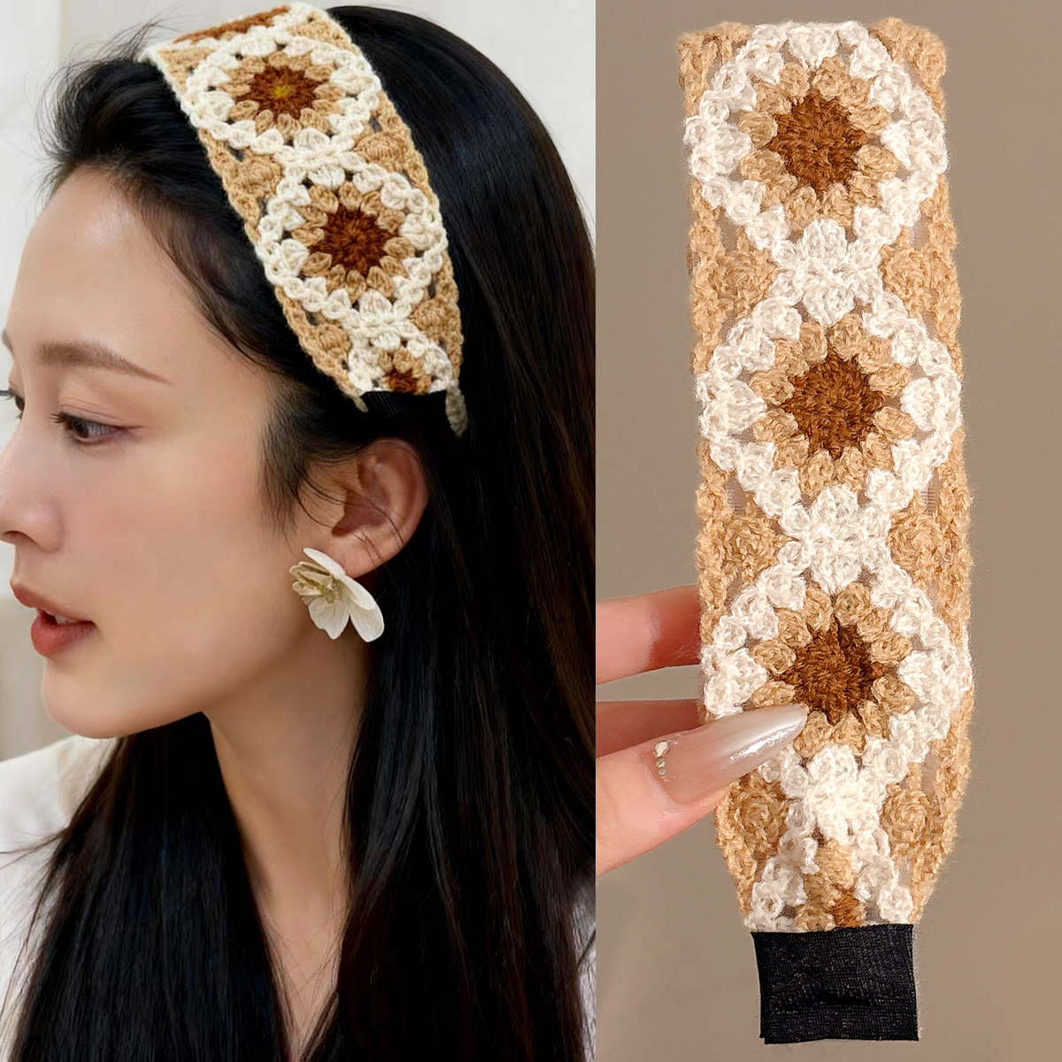 李沁同款针织发带女魔术贴头发贴