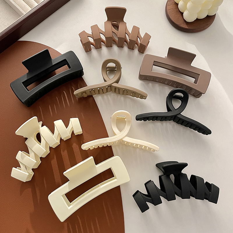 奶咖色发夹女后脑勺盘发抓夹大号塑料鲨鱼夹头发夹子精致头饰发卡