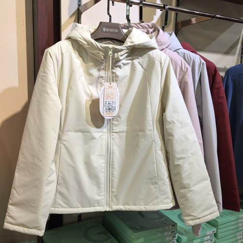 美丽樱花2633女羊毛夹层连帽薄棉服轻便短款棉衣休闲防风保暖外套