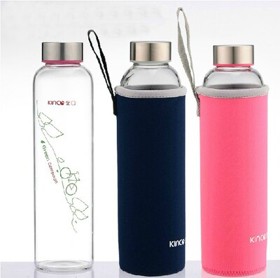 金口带盖便携单层玻璃杯