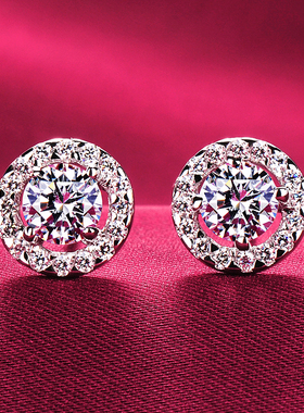 美国正品莫桑石耳钉D色一克拉钻石珠宝首饰带证书测钻笔 80022