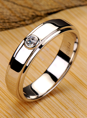 美国莫桑石 钻石戒指 男款戒指婚戒时尚印记950 带证书/DS0056