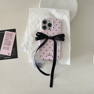 简约波点蝴蝶结苹果1213iphone141516promax手机壳保护套软新款女
