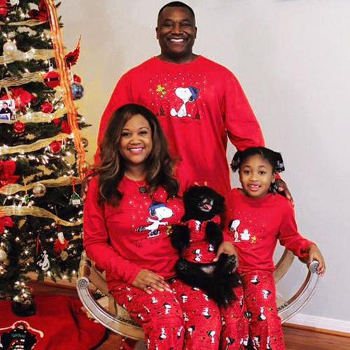 圣诞节睡衣家庭装家居服跨境亲子装男女童长袖一家三四口欧美红色