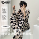 薄款 豹纹大码 人造棉绸 绵绸国风家居服夏天可外穿新中式 睡衣女套装