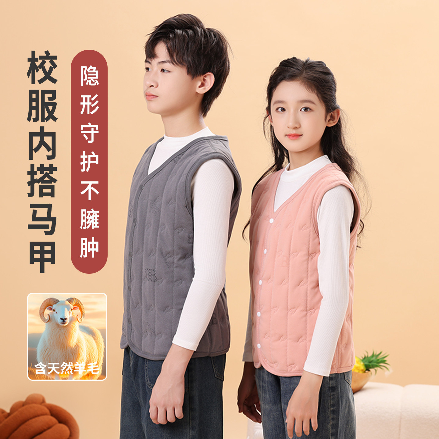 保暖背心女大童2026新款冬季加绒加厚校服神器内胆青少年男孩马甲,女士内衣/男士内衣/家居服,保暖背心,淘宝优惠券,粉丝福利购,淘宝优惠卷