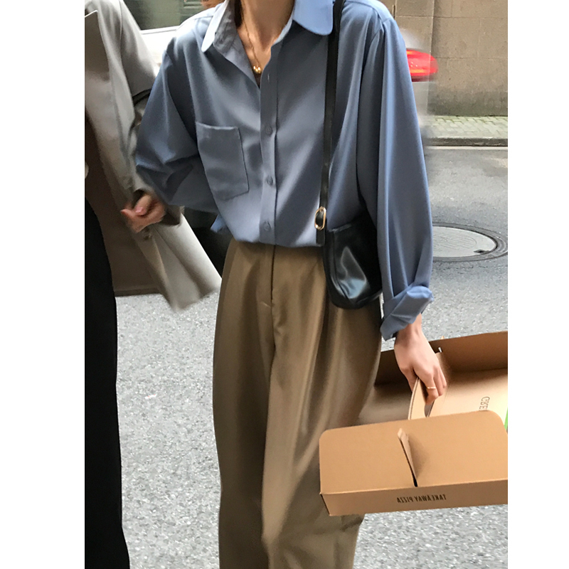宽松型通勤单排多春秋衬衫