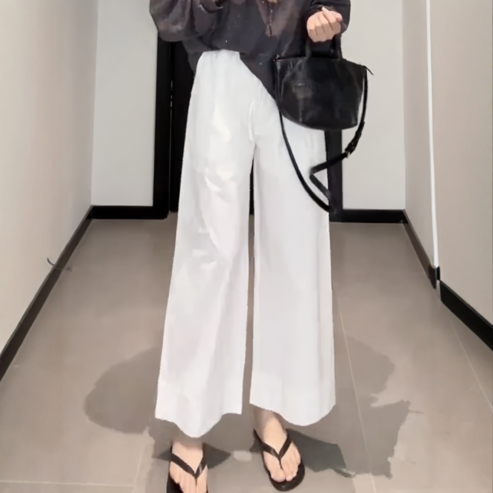 大码女装松紧腰薄款直筒阔