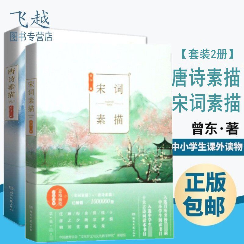 包邮现货唐诗素描 宋词素描 (典藏版) 共2本曾冬著意境描绘示读范本
