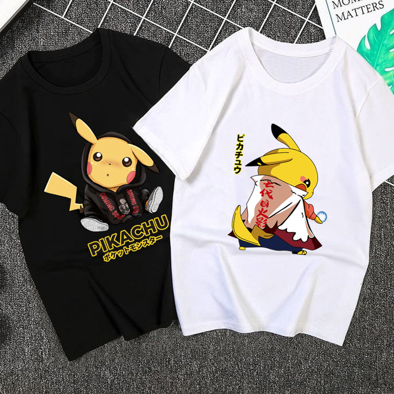 夏季短袖套装男韩版潮流T恤衫大码短裤皮卡丘运动套装休闲五分裤