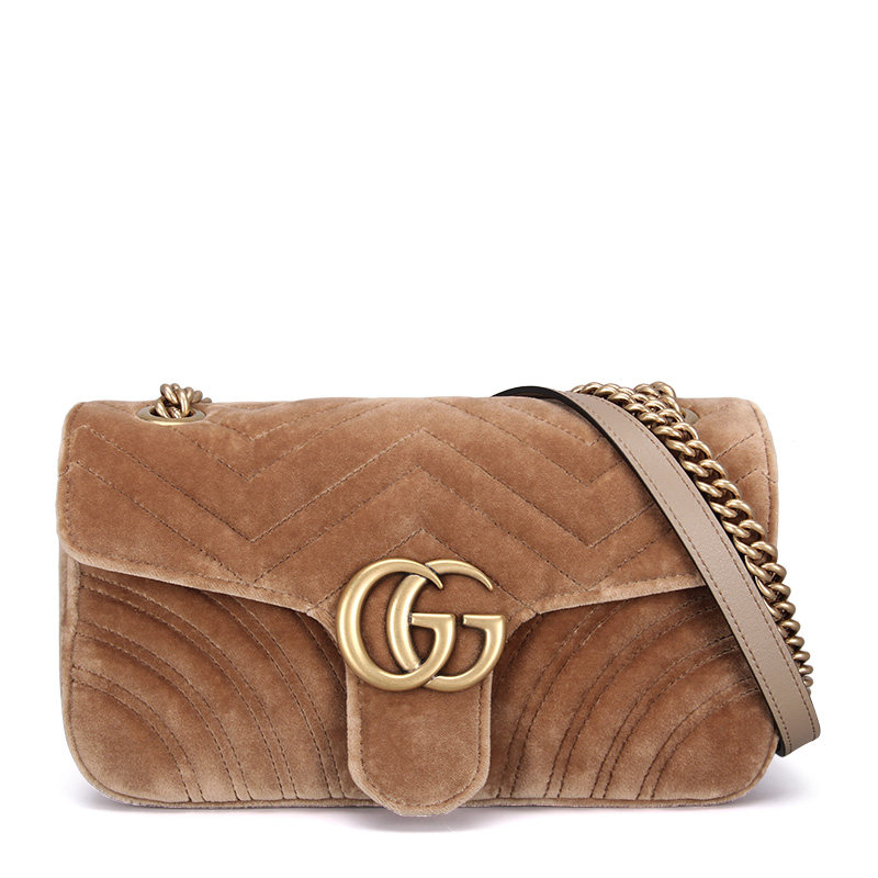 GUCCI 古驰 女包Marmont天鹅绒小号单肩斜挎包 443497