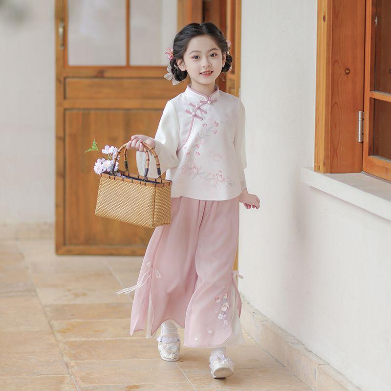 新中式汉服女童2025新款秋季套装中国风民国风儿童表演演出服唐装