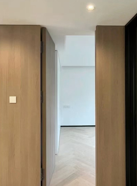 隐形门背景墙客厅一体暗门隐藏极简窄边木饰面格栅室内卧室房间门