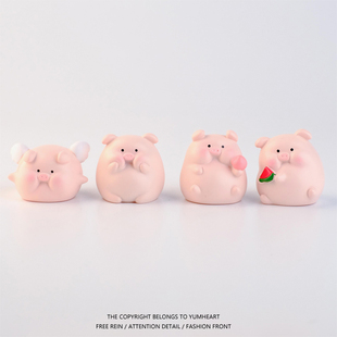 树脂小猪猪卡通动物办公室桌面电脑显示器屏幕摆件送朋友日常礼物