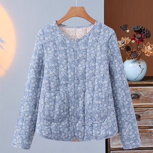 碎花内胆中老年人保暖棉衣外套 弹力贴身小棉袄妈妈装 冬季 女士新款