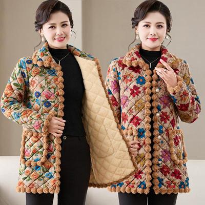 妈妈秋冬装新款加绒加厚棉衣