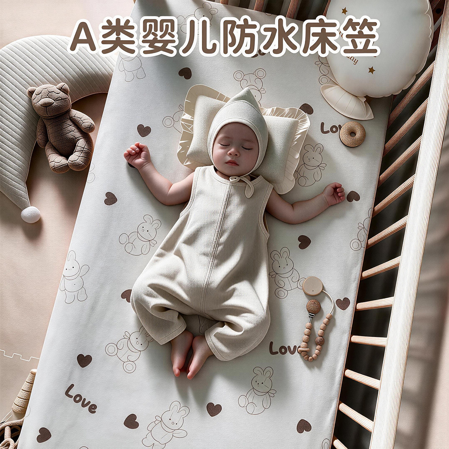 拼接床床笠卡通图案透气防水图片