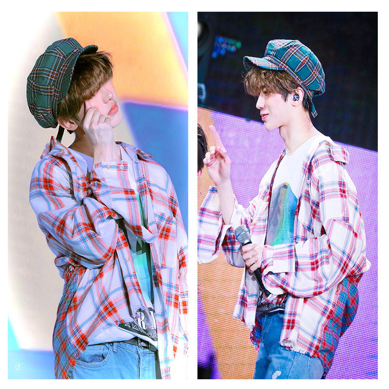 天天向上蔡徐坤同款红色格子衬衫男深圳见面会定制长袖大码衣服女