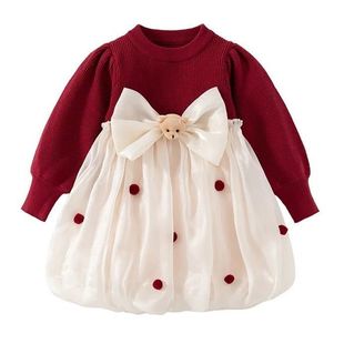 女童冬装连衣裙2025新款周岁宝宝礼服洋气小女孩儿童公主裙子秋季