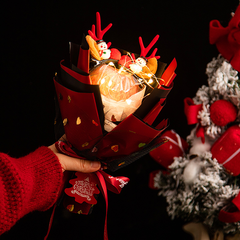 圣诞节平安夜苹果花束材料包花纸