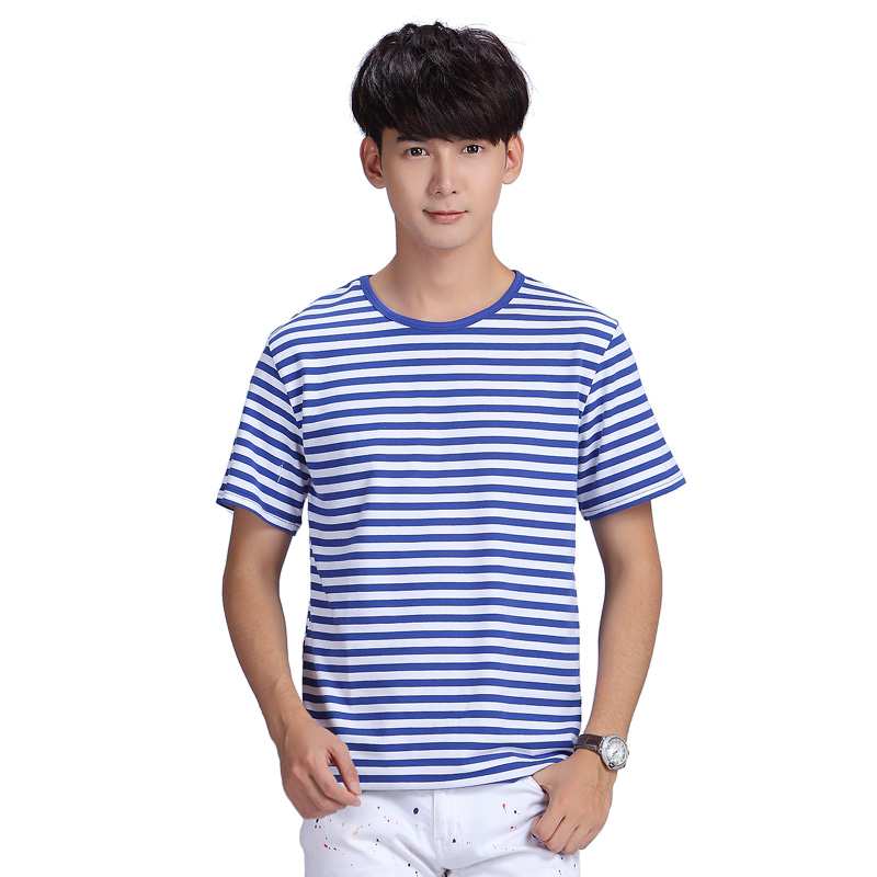2020春夏季青少年男士圆领纯棉半袖 海魂衫男短袖条纹t恤