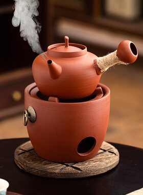 陶壶煮茶家用红泥砂铫跳卡盖电陶炉炭炉风炉薄胎手工烧水壶可明火