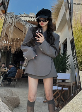 INMIMIFACE2023年春款西装外套女宽松休闲高级感灰色chic西装上衣