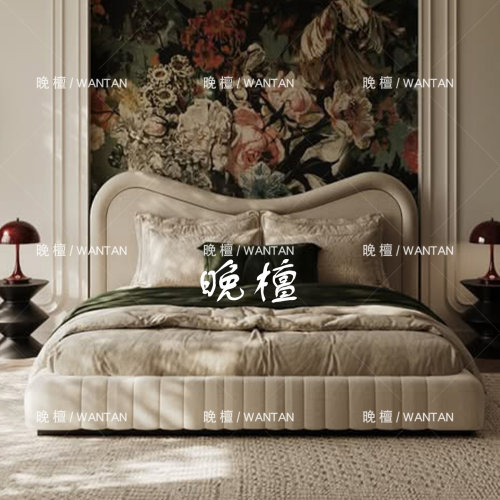 法式复古风软包布艺床双人床