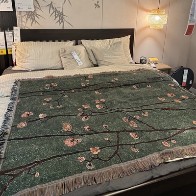 复古梅花中古风油画肌理挂毯