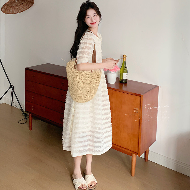 休闲气质蕾丝连衣裙女夏2025新款甜美减龄可爱独特绝美超好看长裙,女装连衣裙,两个王小姐
