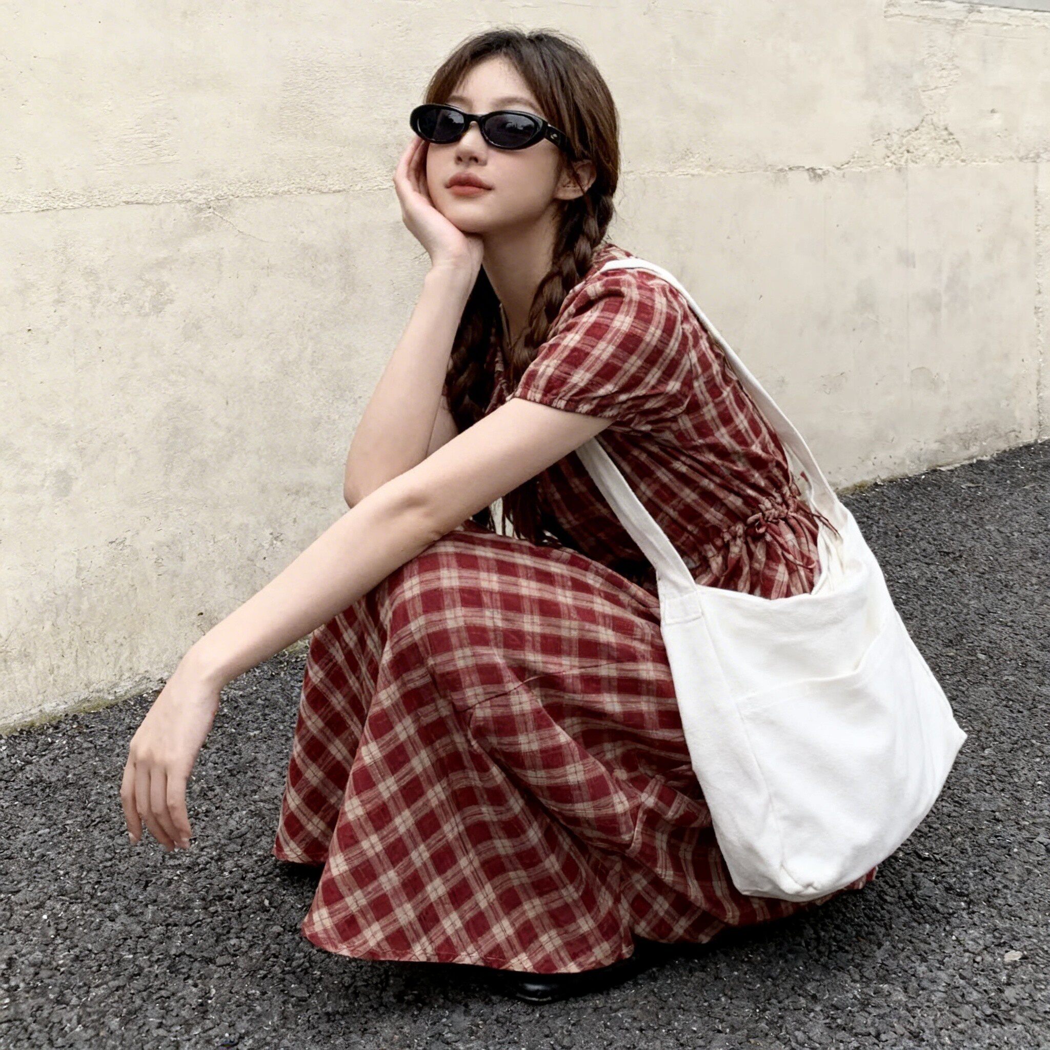 新款！现货！格纹连衣裙C286P110K178，女装连衣裙，两个王小姐