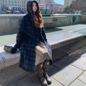 新品！现货 学院风格子双面羊毛大衣100毛 D353P275K398，女装毛呢外套，两个王小姐