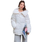 秋冬新款！连帽双拉链简约小白羽绒服庆后出货D206P160K248，女装羽绒服，两个王小姐