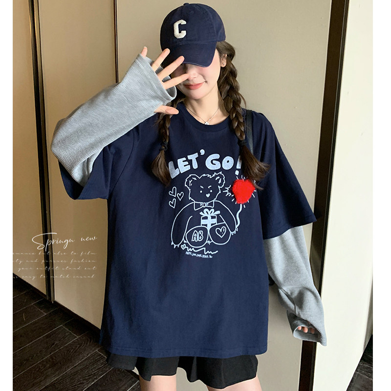 春款现货！磨毛拼接加厚长袖卫衣C216P80K178，女装卫衣/绒衫，两个王小姐