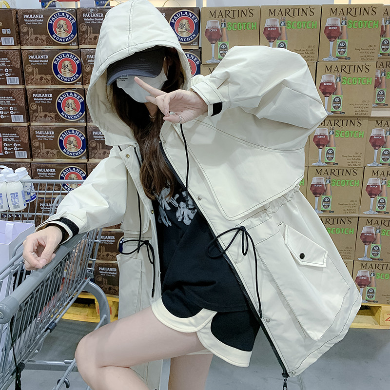 新款！！出货中！！休闲连帽工装风甜酷外套Q98P145K218,女装风衣,两个王小姐