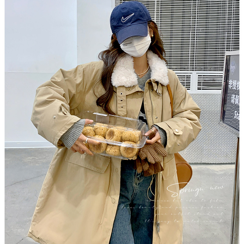 22冬新！现货！酷酷的羊羔领工装派克羽绒服！D257P270K398,女装羽绒服,两个王小姐