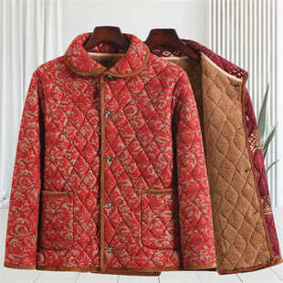 加绒加厚妈妈棉衣防寒保暖中老年棉袄加肥加大码 200斤奶奶棉服冬