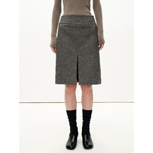 MHV ARCHIVE 秋冬加厚 羊毛混纺 女士开叉半身裙