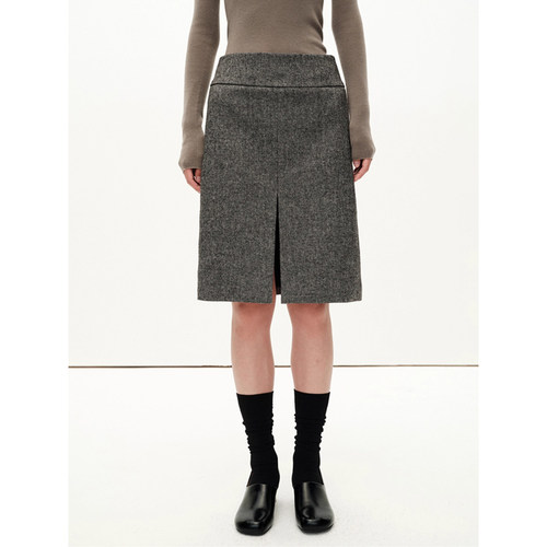 MHV ARCHIVE 秋冬加厚 羊毛混纺 女士开叉半身裙