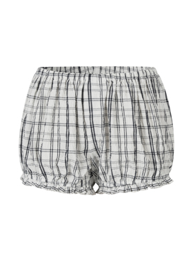 MHV ARCHIVE 新款泡泡纱褶皱白兰格纹女士花苞短裤